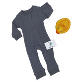 Grenouillère unie longue Gris 1 pcs coton